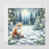 Winter Fox in a Whimsical Forest Christmas Photo Feestdagenkaart (Voorkant)