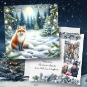 Winter Fox in a Whimsical Forest Christmas Photo Feestdagenkaart