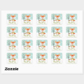 WINTER FOX IN LUIER BABY SHOWER DANK U VIERKANTE STICKER (Vel)
