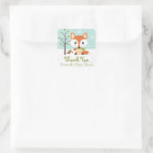 WINTER FOX IN LUIER BABY SHOWER DANK U VIERKANTE STICKER (Tas)