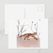 Winter fox in watercolor painting briefkaart (Voorkant / Achterkant)