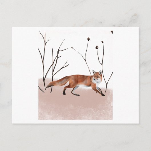 Winter fox in watercolor painting briefkaart (Voorkant)