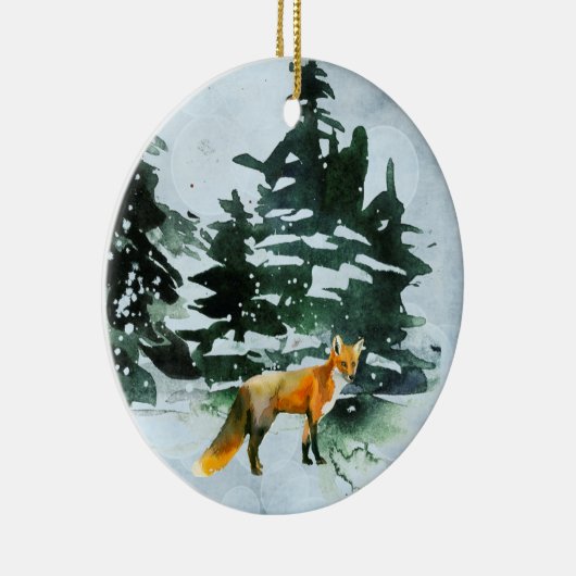 Winter Fox Keramisch Ornament (Rechts)