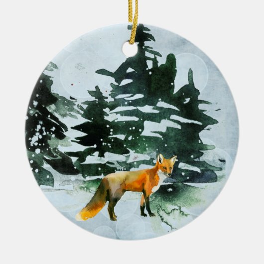 Winter Fox Keramisch Ornament (Voorkant)