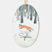 Winter Fox Keramisch Ornament (Links)