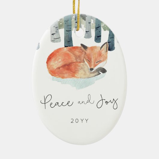 Winter Fox Keramisch Ornament (Achterkant)