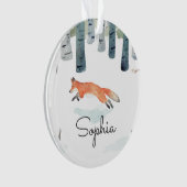 Winter Fox keramisch sieraad Ornament (voorkant)