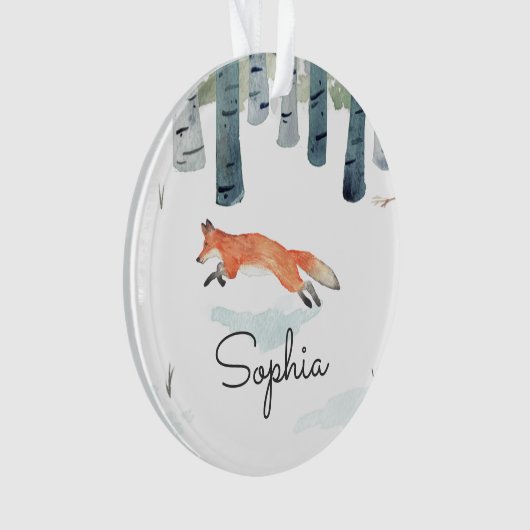 Winter Fox keramisch sieraad Ornament (voorkant)