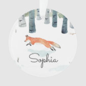 Winter Fox keramisch sieraad Ornament (voorkant)