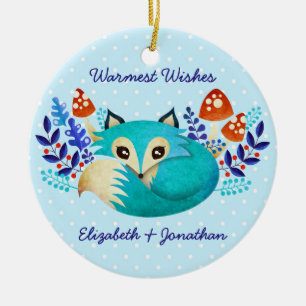 Winter Fox keramisch sieraad Ornament