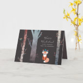 Winter Fox Modern Christmas Feestdagen Aangepast Kaart (Gele Bloem)