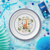 Winter Fox op boomstronk blaast snoeprietjes Papieren Bordje (Feest)