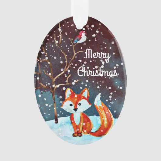 Winter Fox Painting Ornament (voorkant)