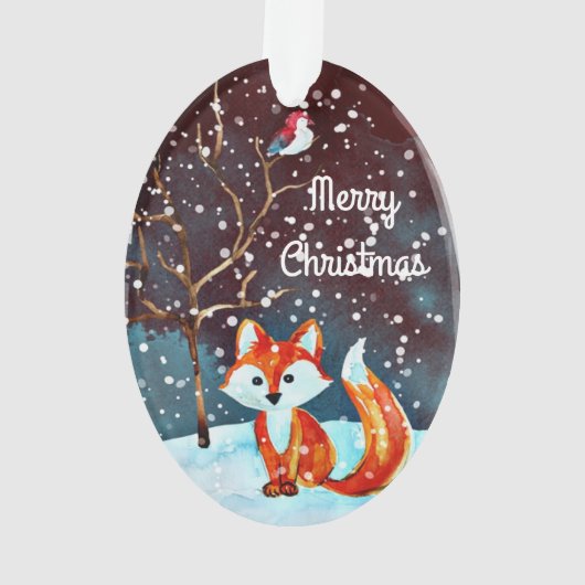 Winter Fox Painting Ornament (achterkant)