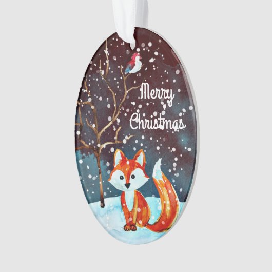 Winter Fox Painting Ornament (voorkant)