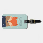 Winter Fox Personalized Bag Label | Munt Bagagelabel (Voorkant horizontaal)