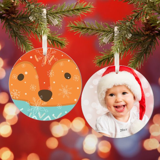 Winter Fox Photo and Year Christmas Keramisch Ornament