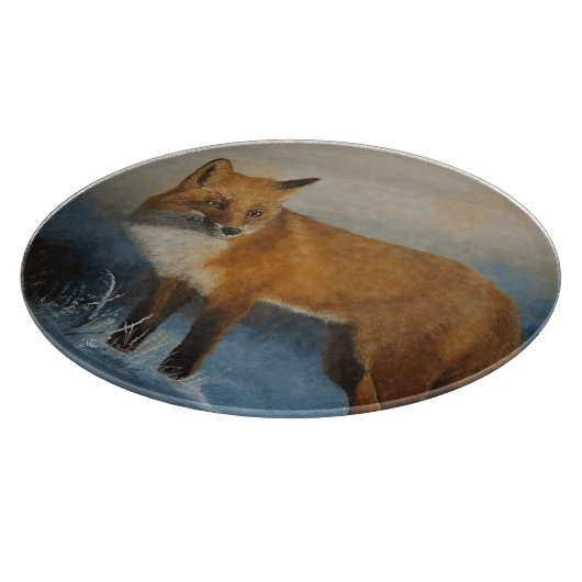 Winter Fox Round Snijplank (Hoek)