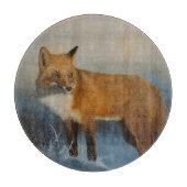 Winter Fox Round Snijplank (Voorkant)