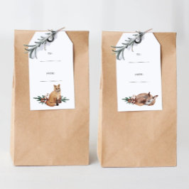 Winter Fox Simple Holiday Cadeaulabel