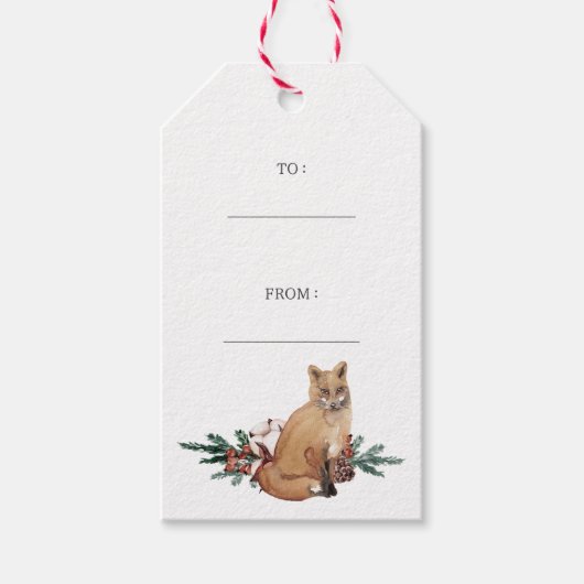 Winter Fox Simple Holiday Cadeaulabel (Voorkant)