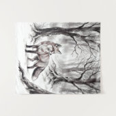 Winter Fox Tapestry | Snowy Forest Art  Wandkleed (Voorkant (horizontaal))