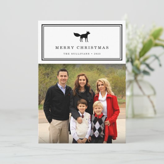 Winter Fox | Vakantieknopkaart Feestdagenkaart (Staand voorkant)