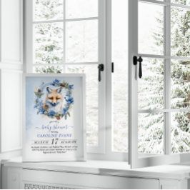 Winter Fox Waterverf Baby shower Kaart