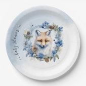 Winter Fox Waterverf Baby shower Papieren Bordje (Voorkant)