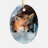 Winter Fox Wildlife Fotokerstversiering Keramisch Ornament (Achterkant)