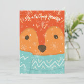 Winter Fox Wonder-Filled Life Funny Christmas Feestdagenkaart (Staand voorkant)