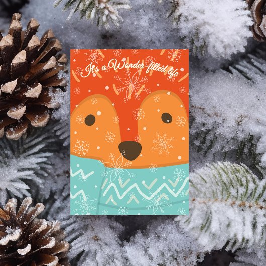 Winter Fox Wonder-Filled Life Funny Christmas Feestdagenkaart