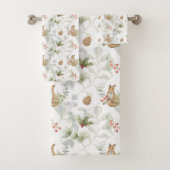 Winter Fox Woodland Forest Cute Bath Towel Set Bad Handdoek (Insitu)