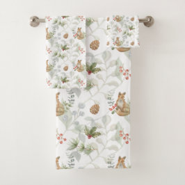 Winter Fox Woodland Forest Cute Bath Towel Set Bad Handdoek