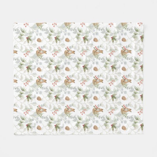 Winter Fox Woodland Forest Cute Fleece Deken (Voorkant (Horizontaal))