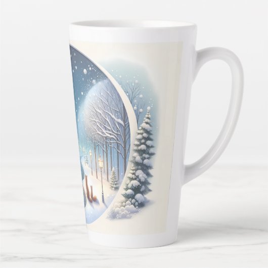 Winter Foxes by Moonlit Snowy River Latte Mok (Rechts)