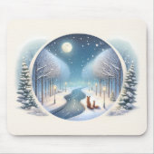 Winter Foxes by Moonlit Snowy River Muismat (Voorkant)