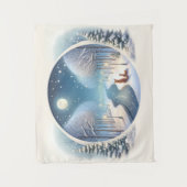 Winter Foxes by Moonlit Snowy River Wandkleed (Voorkant)