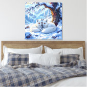 Winter Foxes on a Snowy Winter Day  Canvas Afdruk (Insitu (Slaapkamer))