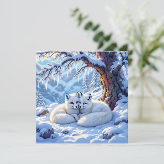 Winter Foxes on a Snowy Winter Day | Happy Holiday (Staand voorkant)