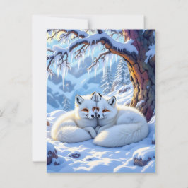 Winter Foxes on a Snowy Winter Day | Happy Holiday Briefkaart