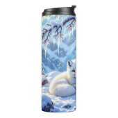 Winter Foxes on a Snowy Winter Day Thermosbeker (Gedraaid links)