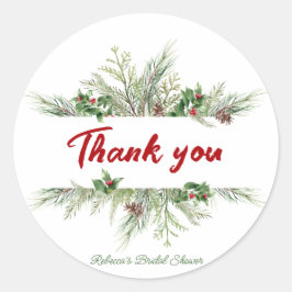 Winter Frame Winter Krans Bruiloft Feest Bedankt Ronde Sticker