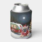 Winter Franse Bulldog Caravan Kerstavontuur Blikjeskoeler (Blikje Voorkant)