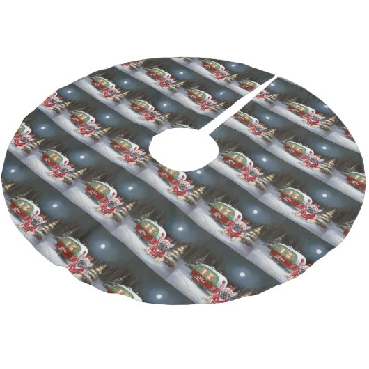 Winter Franse Bulldog Caravan Kerstavontuur Kerstboom Rok (Gekanteld)