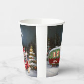 Winter Franse Bulldog Caravan Kerstavontuur Papieren Bekers (Links)