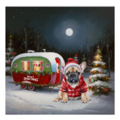 Winter Franse Bulldog Caravan Kerstavontuur Perfect Poster (Voorkant)