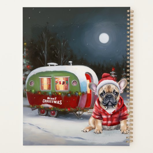 Winter Franse Bulldog Caravan Kerstavontuur Planner (Achterkant)
