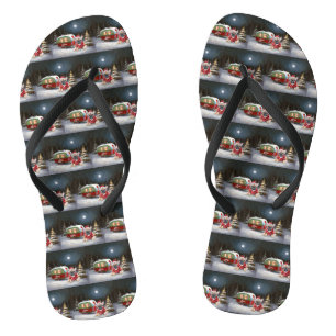 Winter Franse Bulldog Caravan Kerstavontuur Teenslippers