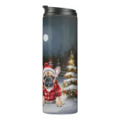 Winter Franse Bulldog Caravan Kerstavontuur Thermosbeker (Geroteerd rechts)